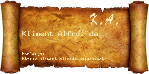 Kliment Alfréda névjegykártya